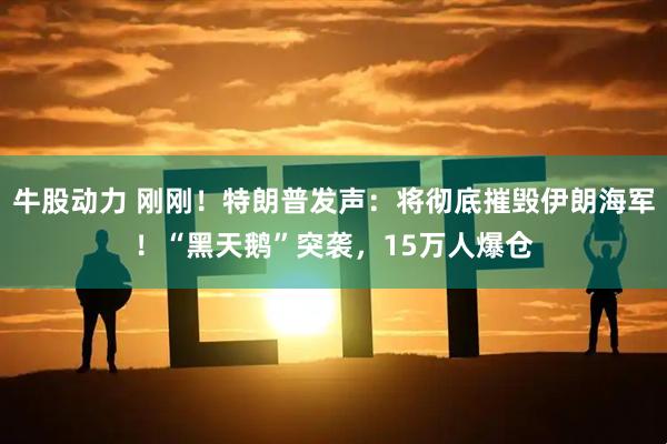 牛股动力 刚刚！特朗普发声：将彻底摧毁伊朗海军！“黑天鹅”突袭，15万人爆仓