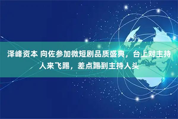 泽峰资本 向佐参加微短剧品质盛典，台上对主持人来飞踢，差点踢到主持人头