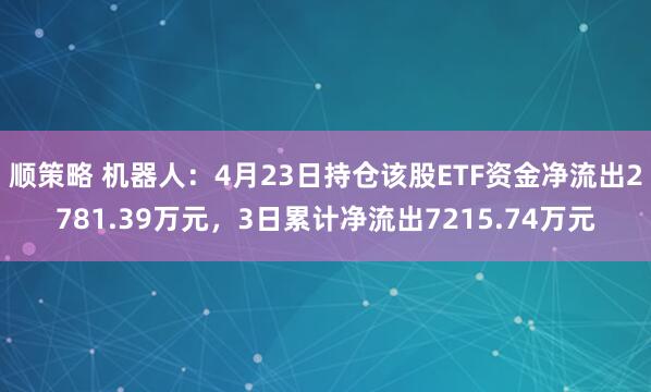 顺策略 机器人：4月23日持仓该股ETF资金净流出2781.39万元，3日累计净流出7215.74万元