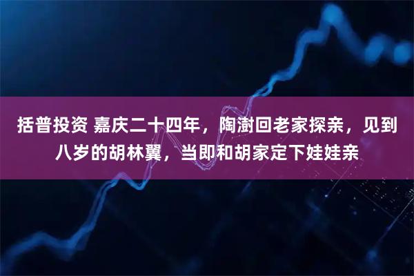 括普投资 嘉庆二十四年，陶澍回老家探亲，见到八岁的胡林翼，当即和胡家定下娃娃亲